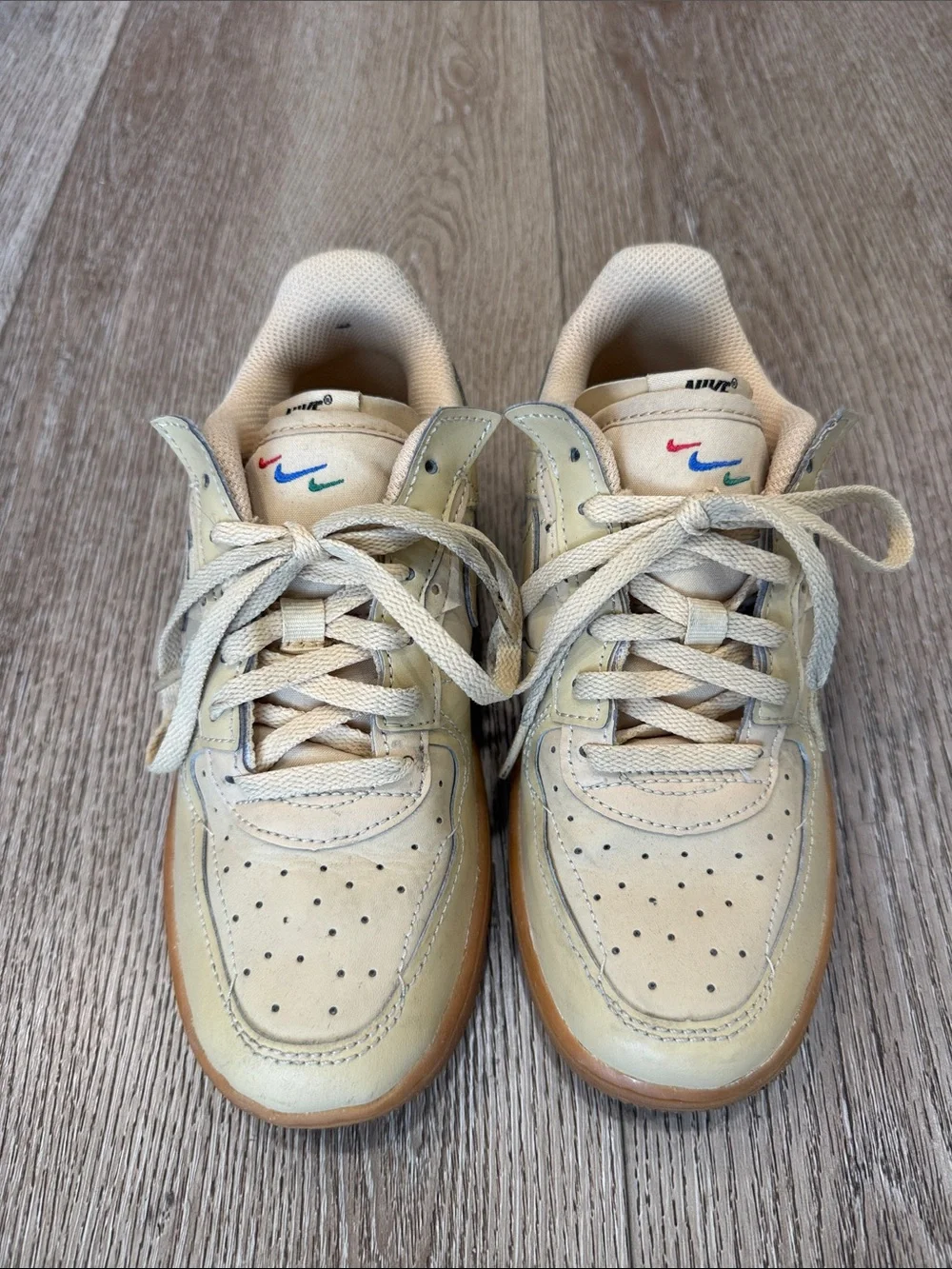 Kids Beige Lace-Up Sneakers with Gum Sole